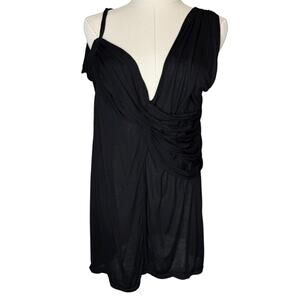 Lanvin Asymmetrical Viscose Black Tunic Mini Dress Draped size Small